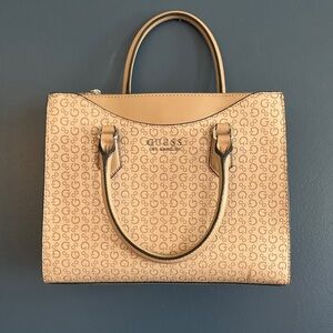 NWOT Guess  Beige Logo-Print Satchel